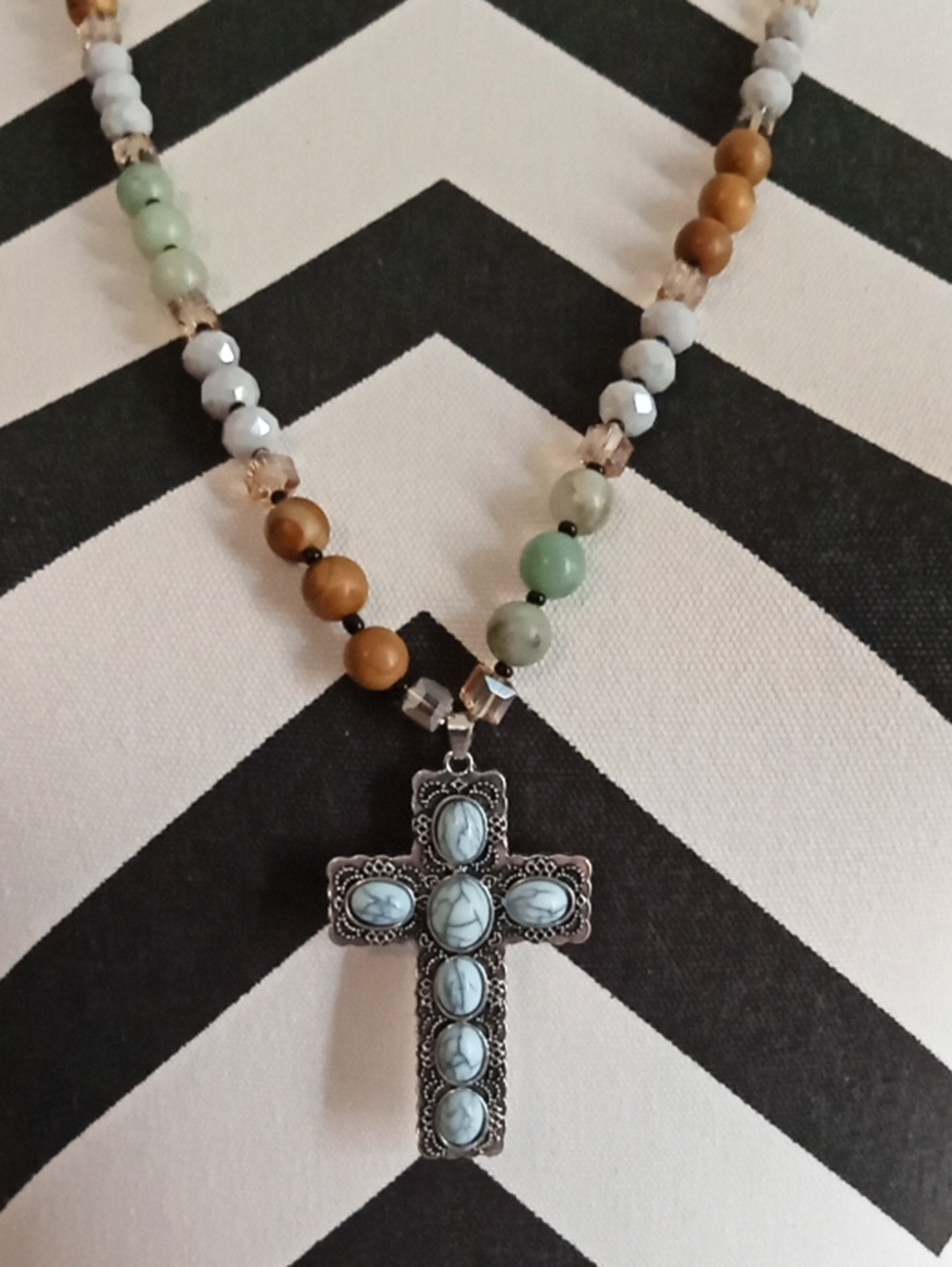 Southwest Turquoise Cross Beaded Necklace